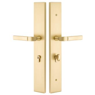 Emtek C520ASTUS4 Satin Brass Aston Privacy Door Lever Set from Brass Modern  Collection with CF Mechanism 