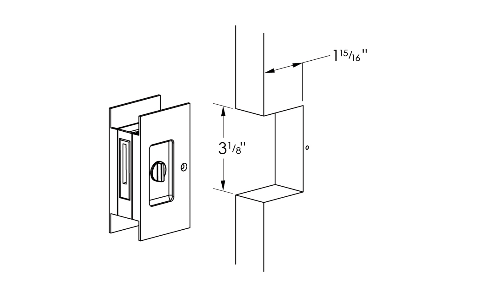 Modern Rectangular Pocket Door Lock | Emtek