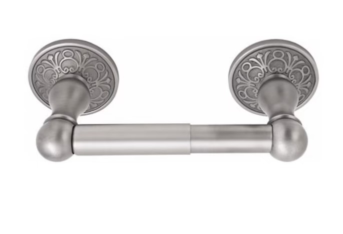 Emtek Traditional Brass Toilet Paper Holder Spring Rod Style No.8 Rosette  Polished Chrome - 2605-8-US26