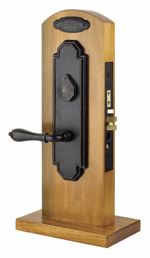 Aランク EMTEK Lugano Mortise Entry Set with Modern Disc Crystal Knob Choice  of Left/Right Handing Available in Finishes F20334875MDCRHUS10B  Right H