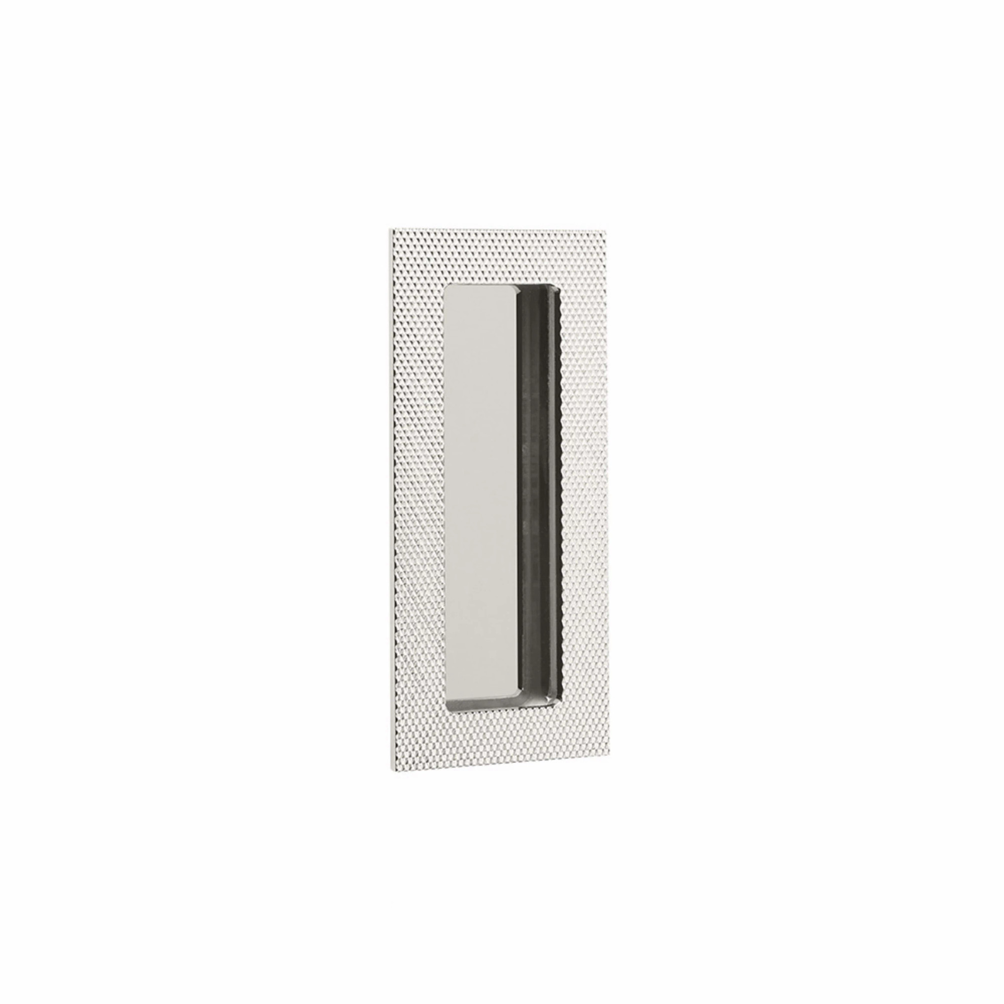 Modern Rectangular Knurled Flush Pull with Plain Pocket | Emtek