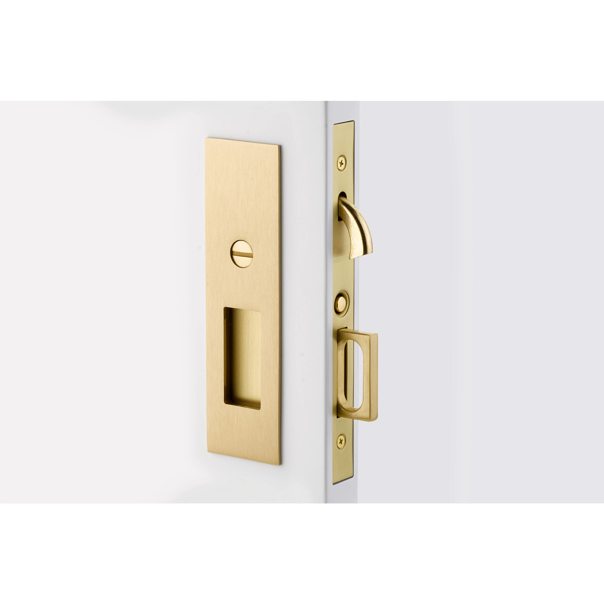 Narrow Modern Rectangular Pocket Door Mortise Lock | Emtek