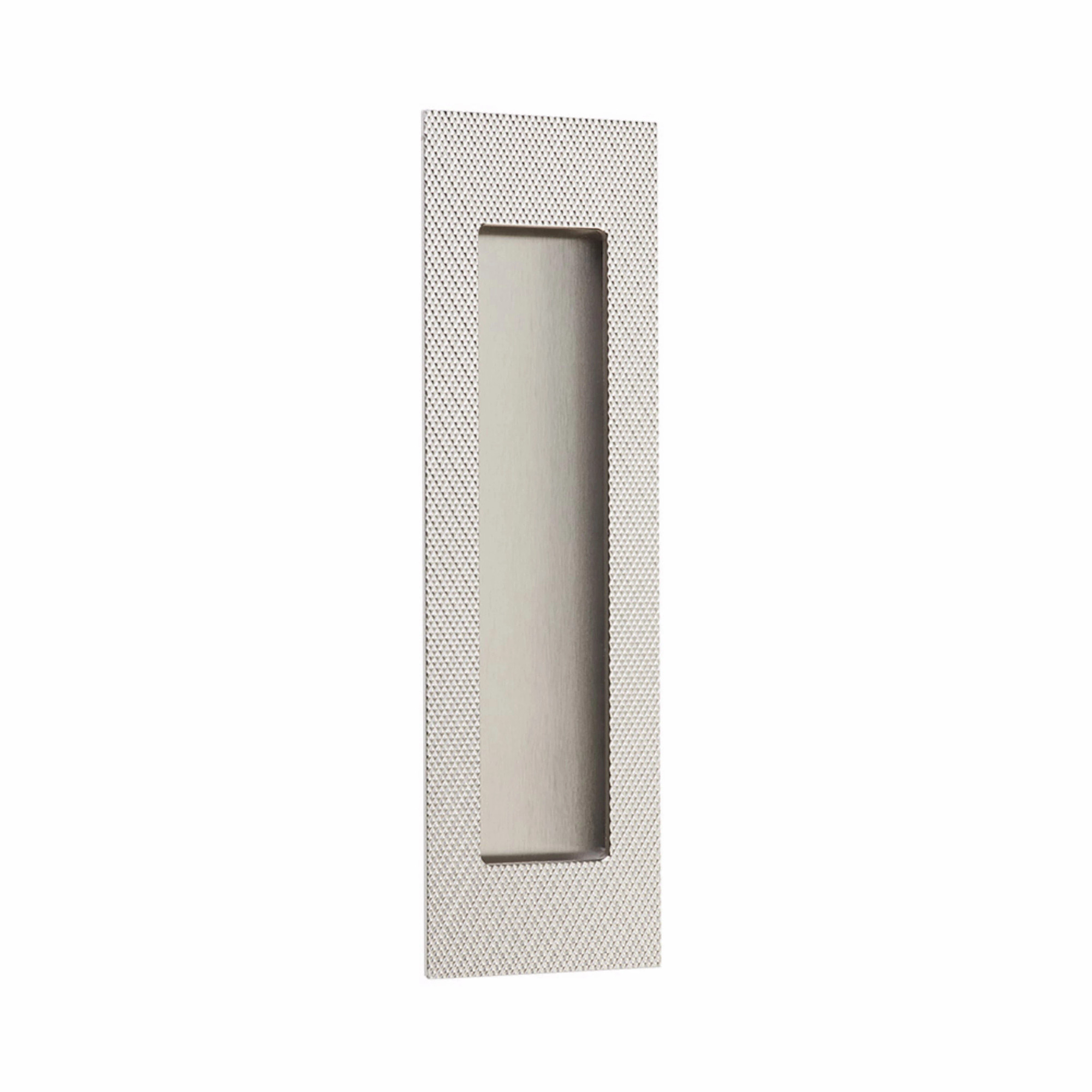 Modern Rectangular Knurled Flush Pull with Plain Pocket | Emtek